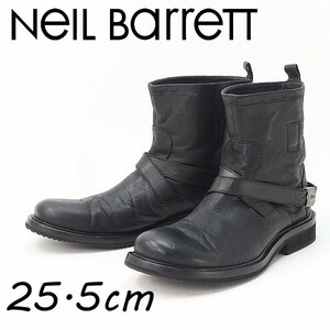 ◆NeIL Barrett ニールバレット レザー ベルトデザイン ショート ブーツ 黒 ブラック 41
