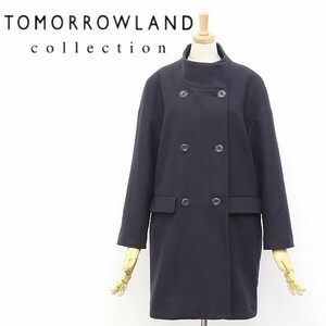 *TOMORROWLAND collection/ Tomorrowland collection cashmere . stand-up collar double coat navy 38