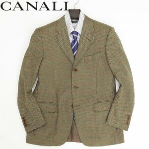 ◆CANALI カナーリ カシミヤ混 千鳥 チェック柄 3釦 ジャケット 48