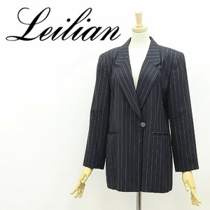 ◆Leilian レリアン×otten シルク混 ラメストライプ柄 デザインボタン ジャケット 9