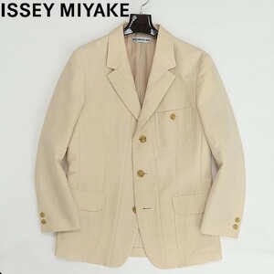 ◆ISSEY MIYAKE MEN イッセイミヤケ メン コットン 3釦 ジャケット ピンクベージュ M