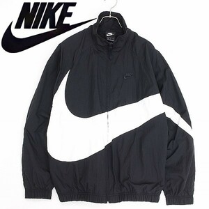 ◆NIKE ナイキ HBR STMT WOVEN JACKET ビッグスウォッシュ ナイロン ウーブン ジャケット 黒 ブラック×ホワイト L