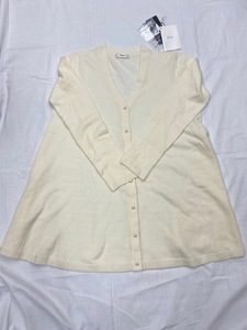 RENE　ルネ　Knit Cardigan　ロング　ニットカーディガン　ウール混　オフホワイト　34サイズ　タグ＆予備パールボタン付き