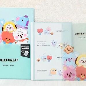BT21 ＊ LINE FRIENDS ☆ A4ファイル + 方眼ノート + 下じき 3点セット