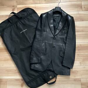 [ free shipping ][ highest peak ][ beautiful goods ] Dolce & Gabbana lambskin leather jacket black black 46 ram leather sheep leather tailored 