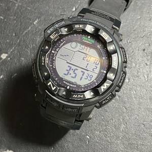 A-91/CASIO カシオ PROTREK プロトレック 腕時計 ウォッチ タフソーラー PRG-250 ラウンド デジタル ブラック コレクション 動作確認済み