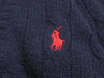 ポロ ラルフローレン Polo Ralph Lauren 大人可愛い☆ ウール カシミヤ ポニー刺繍 ケーブルニットプルオーバー セーター XS 155/80A _画像3