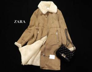 未使用 ザラ ZARA 大人可愛い☆ ロングジップアップフェイクムートンコート M