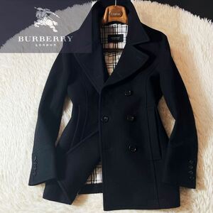 J5【贅沢な手触り感!!】定価14万●未使用品級BURBERRY BLACK LABEL●高級トレンチPコート●バーバリーコート　メンズ　