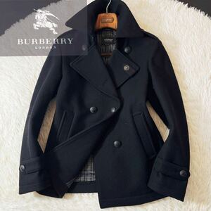 h5【圧倒的手触り感!!】定価15万●未使用品級BURBERRY BLACK LABEL●騎士ホース釦!!最高級トレンチPコート●バーバリーコート　メンズ　