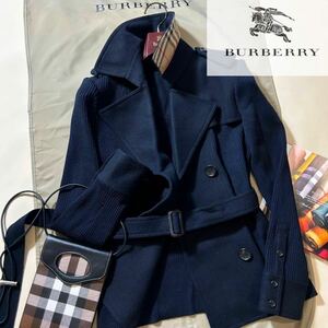 h8 【カシミヤを纏う】BURBERRY LONDON★トレンチコート★ワンポイントノバチェック●参考価格12万　バーバリーコート　レディース　