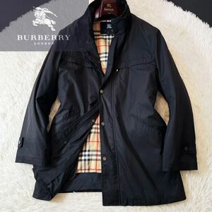 h36【極暖FOXファー!!】定価14万●美品BURBERRY ●高級ジップアップ!!ホワイトグースダウン95%ジャケット●バーバリーコート　メンズ