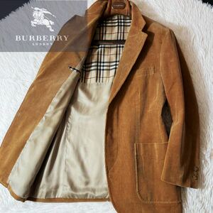 J7【希少!!高級コーデュロイ】定価14万●BURBERRY LONDON ●なめらかな手触り〜感高級ジャケットコート●メンズ　バーバリーコート　