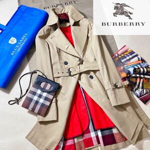 J26【コートカバー付属】定価14万●超美品BURBERRY BLUE LABEL●高級トレンチコート　バーバリーコート　レディース　40 英国ノバチェック