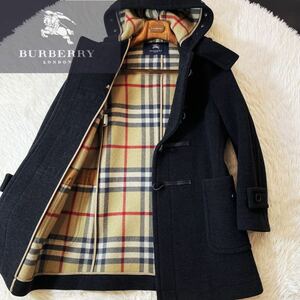 J35【完全!!高級感抜群!!】定価24万●未使用級BURBERRY LONDON●極暖素材〜高級メルトンウールダッフルコート●メンズ　バーバリーコート