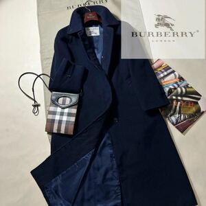 h9【高級カシミヤを纏う】定価18万●超美品BURBERRY 高級カシミヤ使用●高級ウールチェスターコート　バーバリーコート　レディース　M