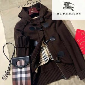 K67【英国ノバチェック】参考価格12万●超美品BURBERRY LONDON ライナー付き◆ウールダッフルコート バーバリー　コート レディース