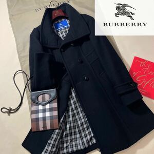 K69【ノバチェック柄】◆参考価格12万◆新品同様●BURBERRY Aライン●ハイネックウールトレンチコート　バーバリーコート　レディース　