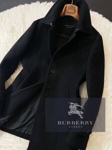 K4【魅了するセンシュアル】定価14万●超美品　BURBERRY BLACK LABEL●お洒落ネック!!トレンチPコート●メンズ　バーバリーウールコート M