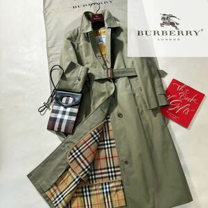 h29【ウールライナー付き】定価14万●超美品BURBERRYcollection●高級ギャバジンコットントレンチコート　バーバリーコート　レディース　