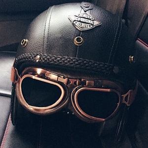ヘルメット ジェットヘルメット ハーレー バイク用 ライダース 銅製ゴーグル付き 脱着式の内装 S～2XL