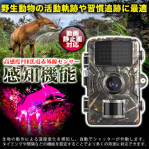 トレイルカメラ 2個 防犯 監視 動物 小型 1080P フルHD 屋外 熱感知 赤外線 人感センサー 配線不要 電池式 防水IP66 庭 駐車場 023_画像2