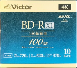 即決 送料無料 ビクター(Victor) JVC 1回録画用 ブルーレイディスク BD-R XL 100GB 片面3層 2-4倍速 10枚