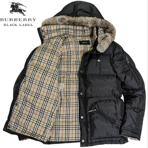 【希少Lサイズ!】バーバリー ブラックレーベル ダウンジャケット ラビットファー BURBERRY BLACK LABEL ジャケット コート アウター