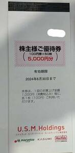 【即決 送料無料 2024年6月30日迄】最新 5000円分 ユナイテッドスーパーマーケット 株主優待券 カスミ