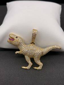 恐竜 ティラノサウルス T REX ゴールド ブリンブリン ネックレス CZ