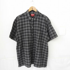 1円～【中古品】Supreme シュプリーム 半袖シャツ 2022SS プレイド S/Sシャツ ブラック XLサイズ 836121872 1211