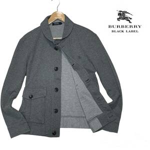 ★1円〜 BURBERRY BLACK LABEL バーバリーブラックレーベル コットン 衿 袖 裏地ボーダー カーディガン サイズ2★