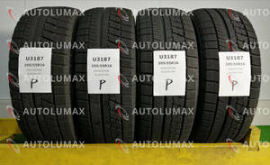 205/55R16 91Q Bridgestone BLIZZAK VRX 中古 スタッドレスタイヤ 4本セット 送料無料 205/55/16 ブリヂストン U3187.P