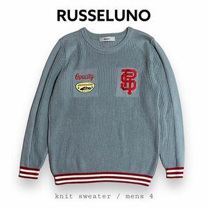 美品 RUSSELUNO ニット セーター 4 クルーネック ライトグレー 2020年モデル ゴルフ プルオーバー ラッセルノ 