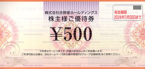 ★最新 吉野家・はなまる 吉野家ホールディングス 株主様ご優待券５００円券★送料無料条件有★