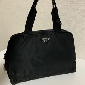 美品　PRADA ナイロン プラダ 南京錠　ハンドバッグ ブラック 