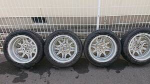 日産純正アルミホイール・タイヤ付き４本セット 15×6JJ　オフセット+50　４穴　PCD100　185/55R15　ブリジストンタイヤ　マーチ等　