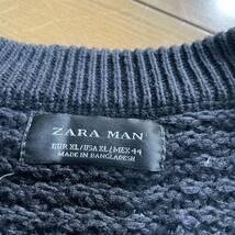 Z-17　●ZARA MAN4/ザラ　サイズ USA=XL 黒！　コットン ニットロングカーディガン（羽織り）●_画像3