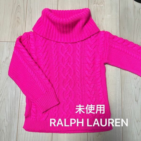 未使用 RALPH LAUREN ラルフローレン　セーター　タートルネックセーター　ざっくりニットピンク　厚手　