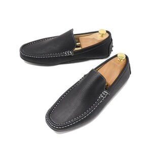  hand made original leather 26.5cm driving shoes slip-on shoes Loafer cow leather ma Kei made law black car mowa manner 820