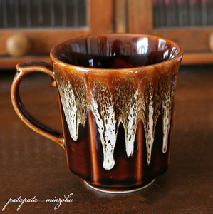 美濃焼 アメ流し 八角 マグカップ コーヒー カップ 磁器 陶器