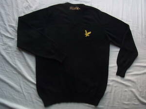 Lyle & Scott ライル & スコット　カシミヤ100% Vネックセーター　サイズ M ブラック　スコットランド製