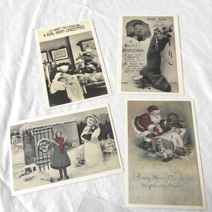 Art hand Auction Cartes de vœux Cartes de Noël GENIO ANTICA LIBRALY&STUDY Cartes de Noël nordiques antiques Lot de 4, Documents imprimés, Carte postale, Carte postale, autres