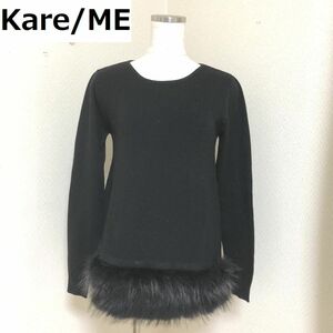 高級毛皮 Kare/ME(カーミー) レディース ニット セーター 長袖 ラクーンファー付き 黒