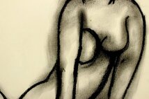 【董芸】版画家 秋山 巌 筆 裸婦 珍しい肉筆画 デッサン画 6号寸 真作保証 [06D128]_画像5