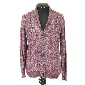  men's Bigi /Men's Bigi* flax 57%/ jacket cardigan [2/ men's M/ wine red /wine red]Tops/Shirts/Cardigan*pBH396