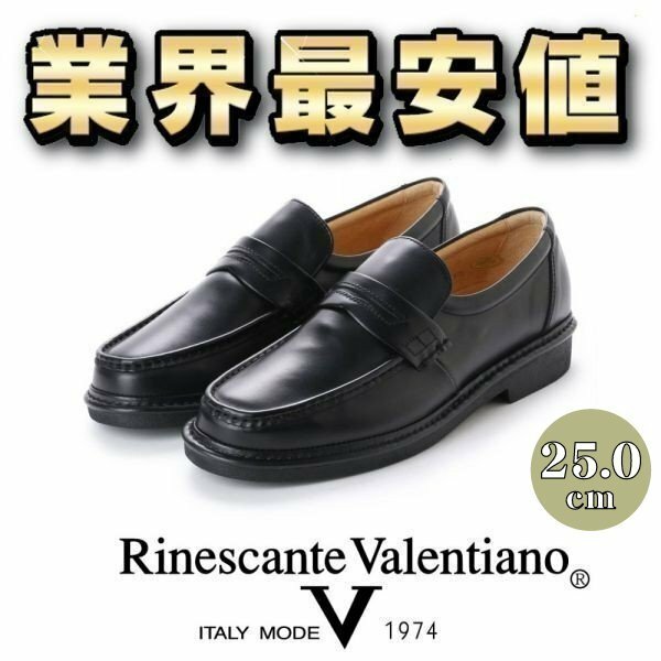 金谷製靴 リナシャンテバレンチノ Rinescante valentiano ビジネスシューズ 革靴 本革 ローファー 4e 3101 ブラック 黒 25.0cm