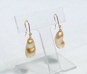 kesi! Golden pearl 27.1-7.4.K18 earrings (LA-6584)