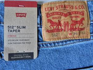 LEVI'S リーバイス 512 スリム テーパード ストレッチ ジーンズ　Ｗ36-L32　92cm　①