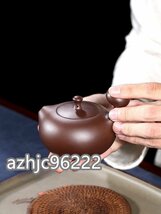 特売 手づくり紫砂 陶器 柄付きティーポット 急須 茶色 カンフーティー茶器 粒質感_画像3